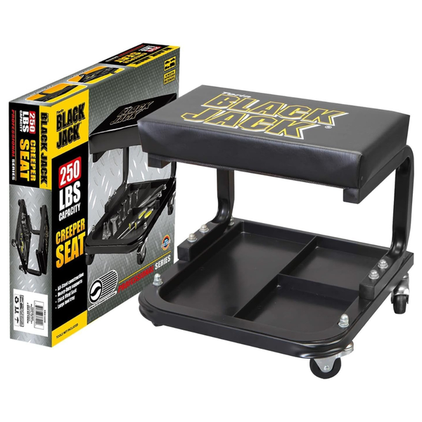 Torin Blackjack Rolling Creeper Padded Garage Seat with Tool Tray