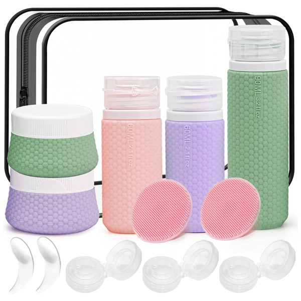 5-Pack Leakproof Silicone Travel Bottles for Toiletries