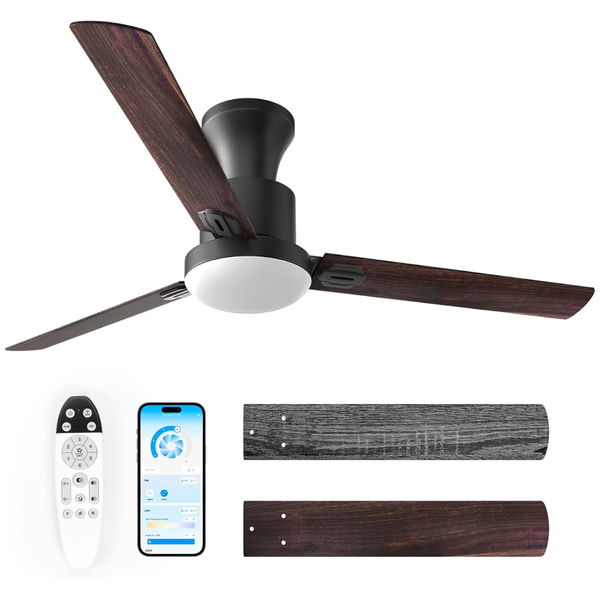 52" Modern 6-Speeds Ceiling Fan LED Light w/ Remote & APP (Various)