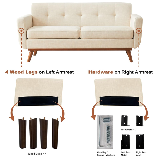 65.2" W Kingfun Loveseat Sofa