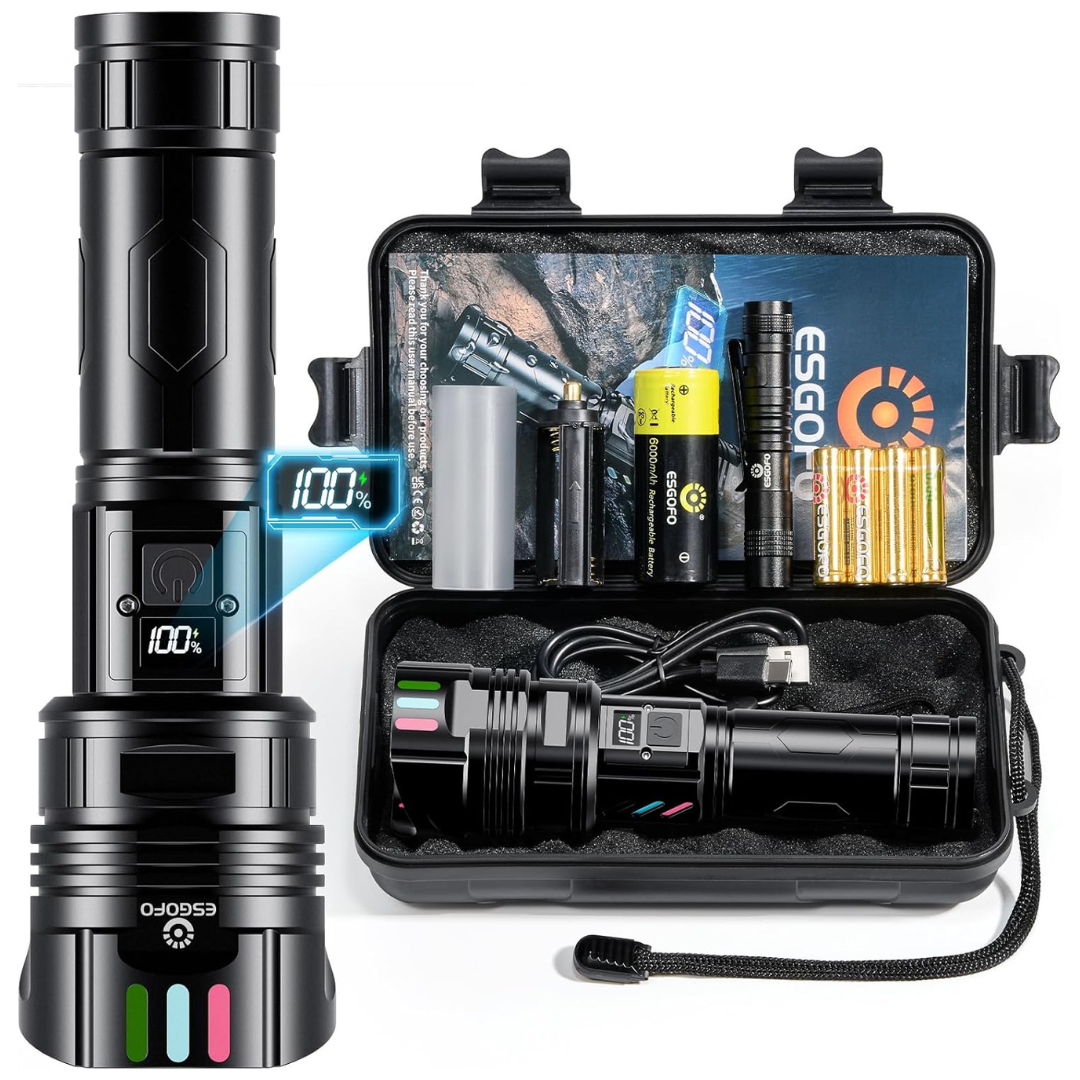Esgofo 10000-Lumens Rechargeable Super Bright LED Flashlight