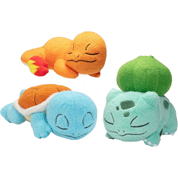 3-Pack Pokemon 5" Sleeping Squirtle, Charmander, Bulbasaur Starter Plush