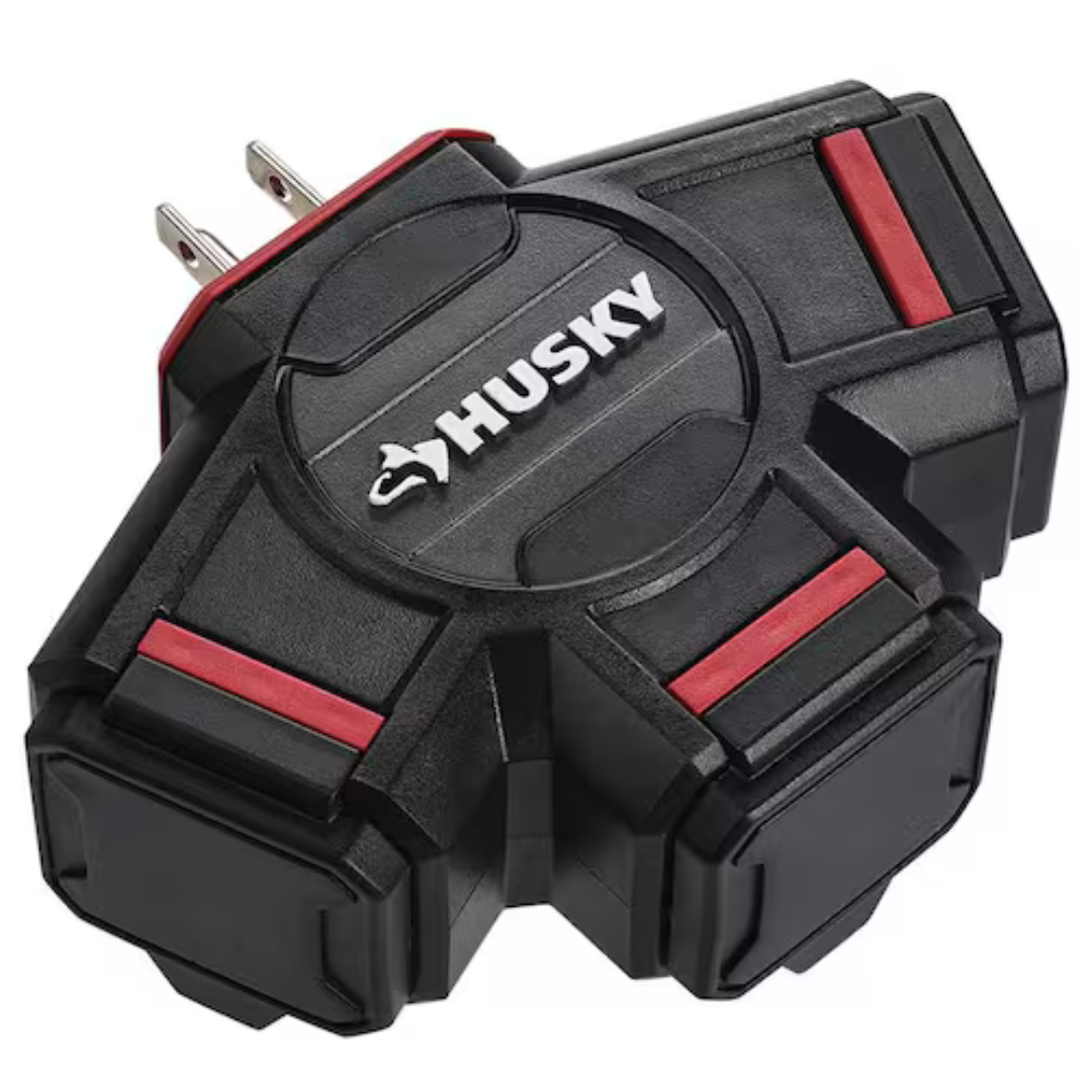 Husky Water-Resistant 3-Outlet Extension Cord Adapter
