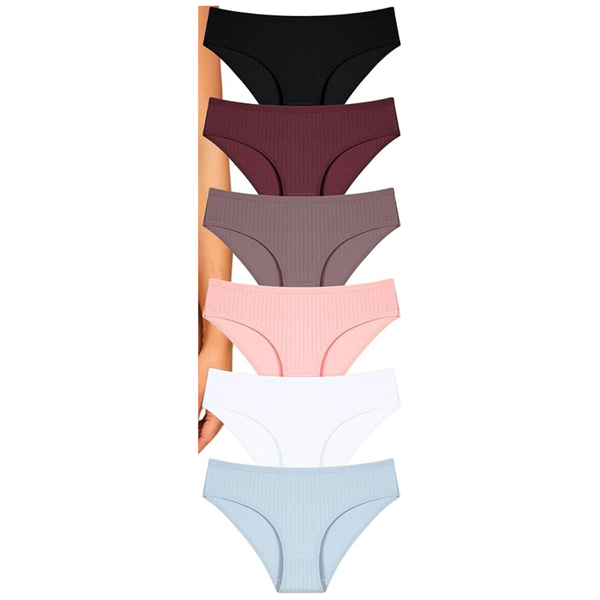 6 Pack Women's Cotton Cheeky Bikini Panties S-3XL (L)