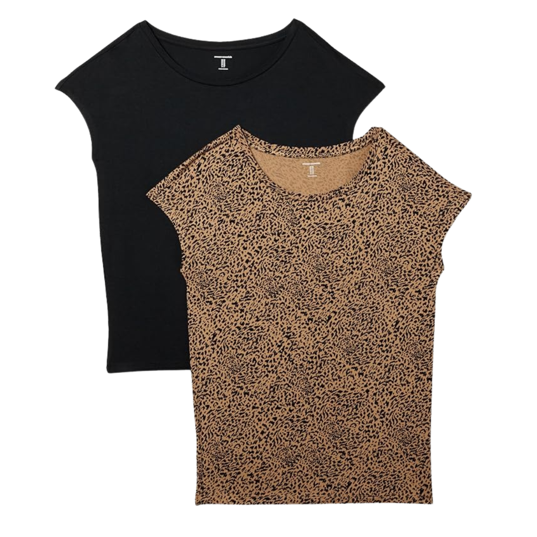 2 Pack Womens Jersey Short-Sleeve Boat-Neck T-Shirts