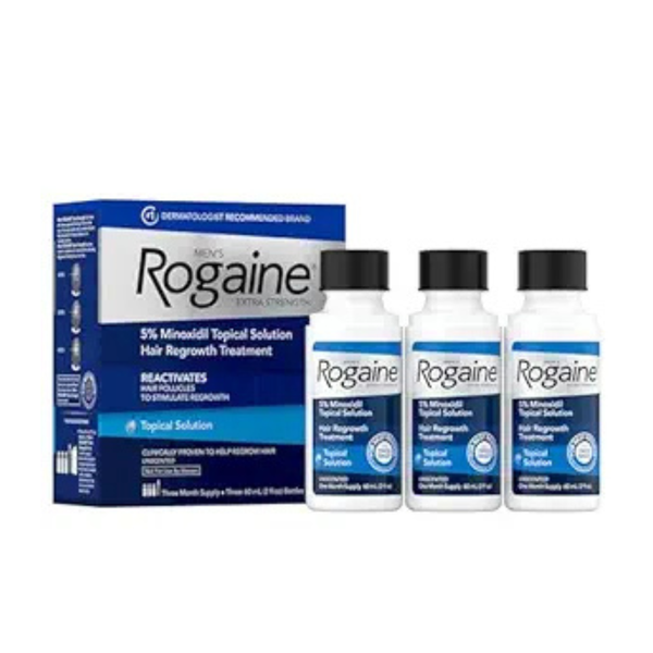 Rogaine Men's Extra Strength 5% Minoxidil Solution for Hair Regrowth, 3-Month Supply