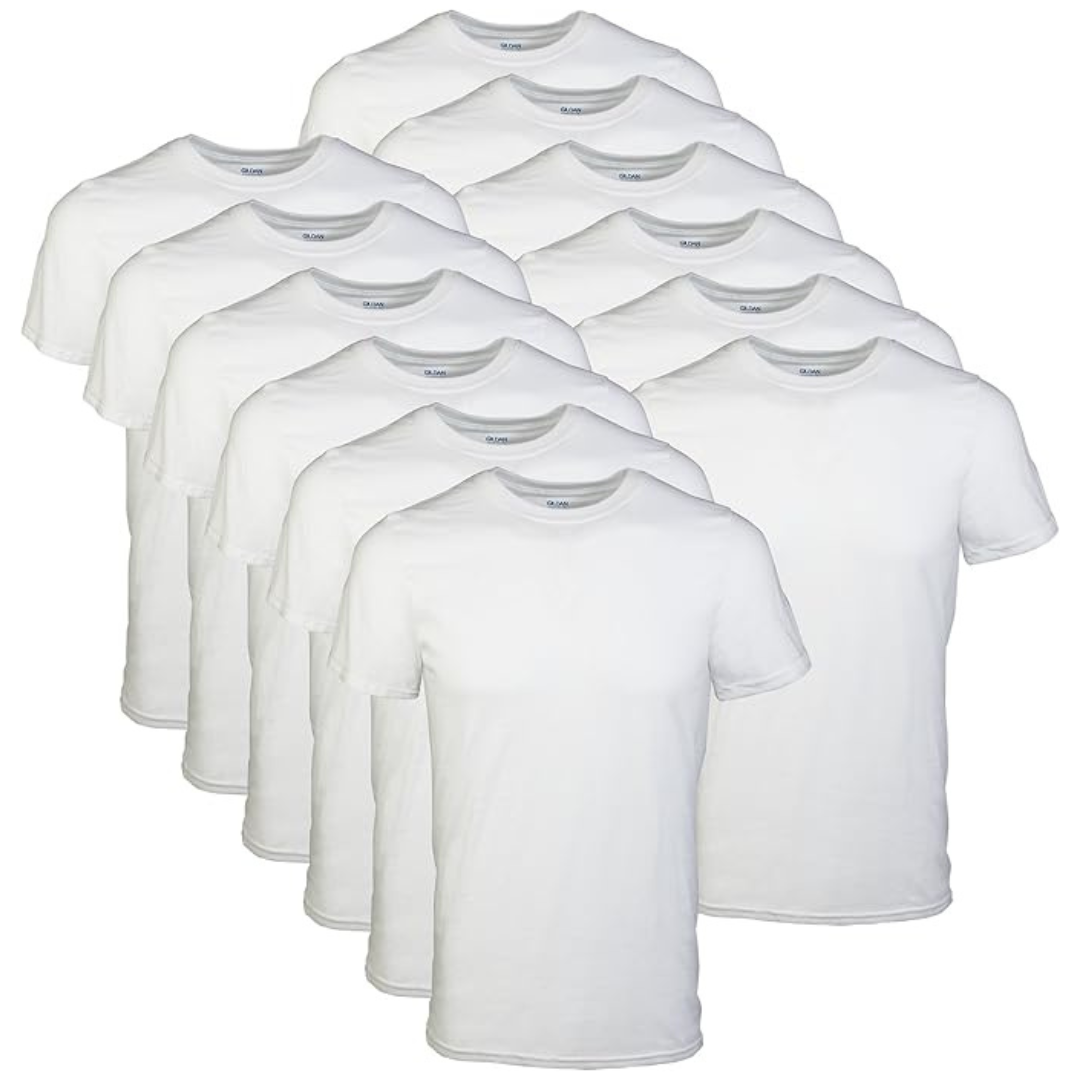 12-Pack Gildan Men's Style G1100 Crew T-Shirts (Small, White)