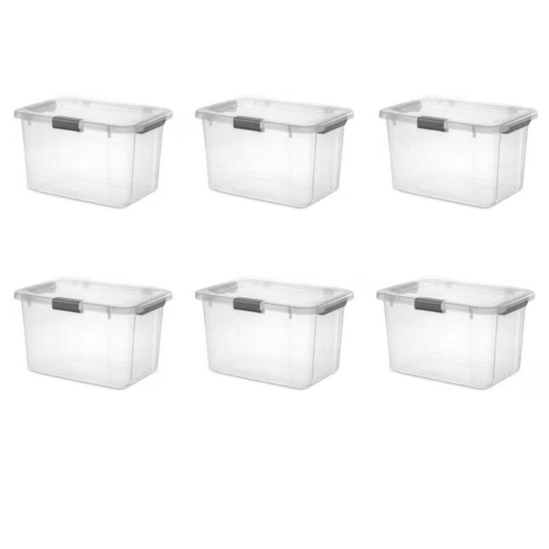 6-Count Sterilite 30 Quart HingeLID Clear Storage Box