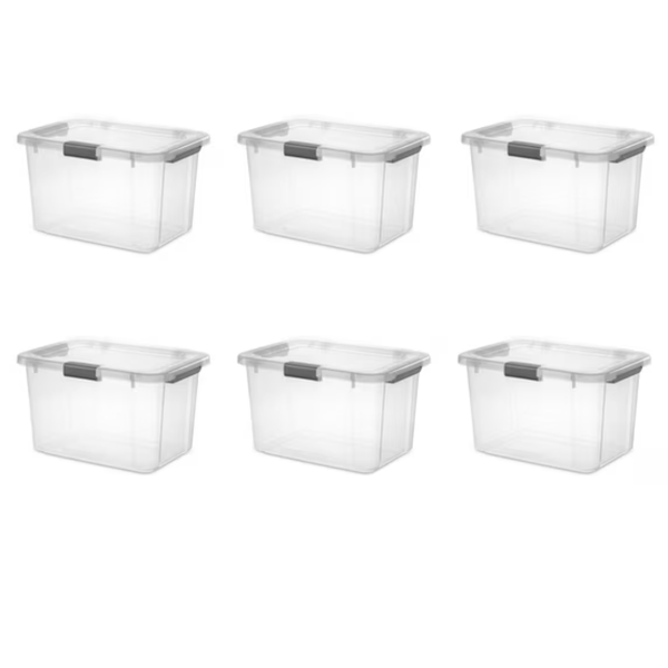 6-Count Sterilite 30 Quart HingeLID Clear Storage Box