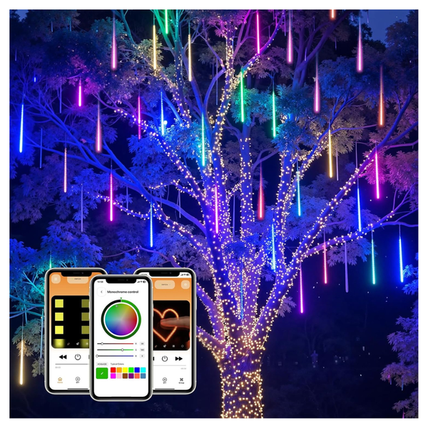 11.48Ft 8Tube 128LED Smart Meteor Rain Lights