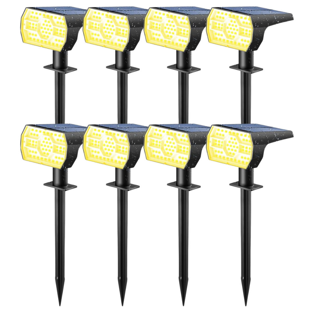 8-Pack 56 LED Solar Outdoor Spot Lights (Warm White)