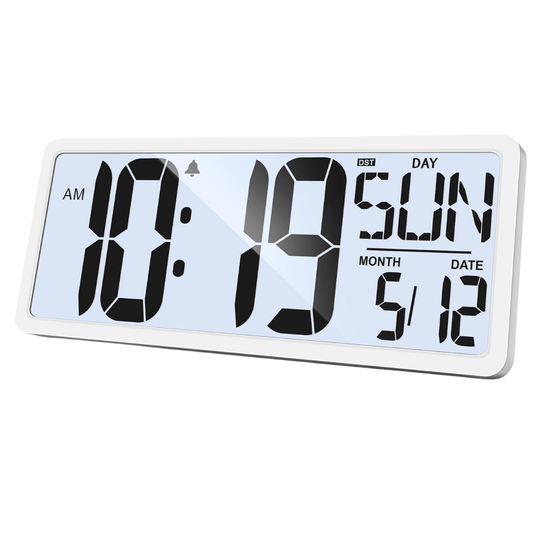 15 Large Digital Wall Clock With Backlight & Temperature