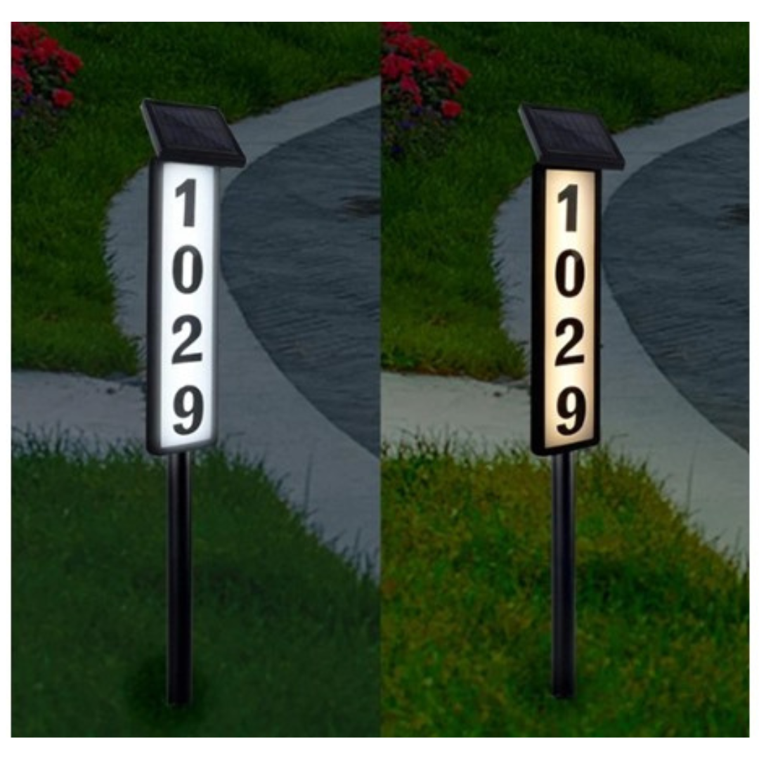 LED Illuminated Plaque Solar Lighted House Address Sign