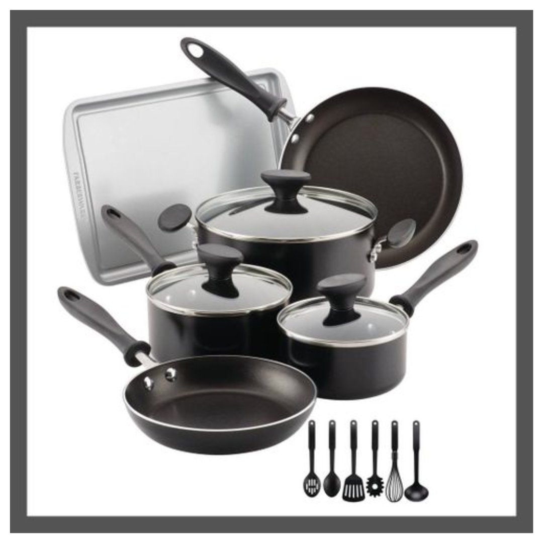 15-Piece Farberware Aluminum Cookware Set
