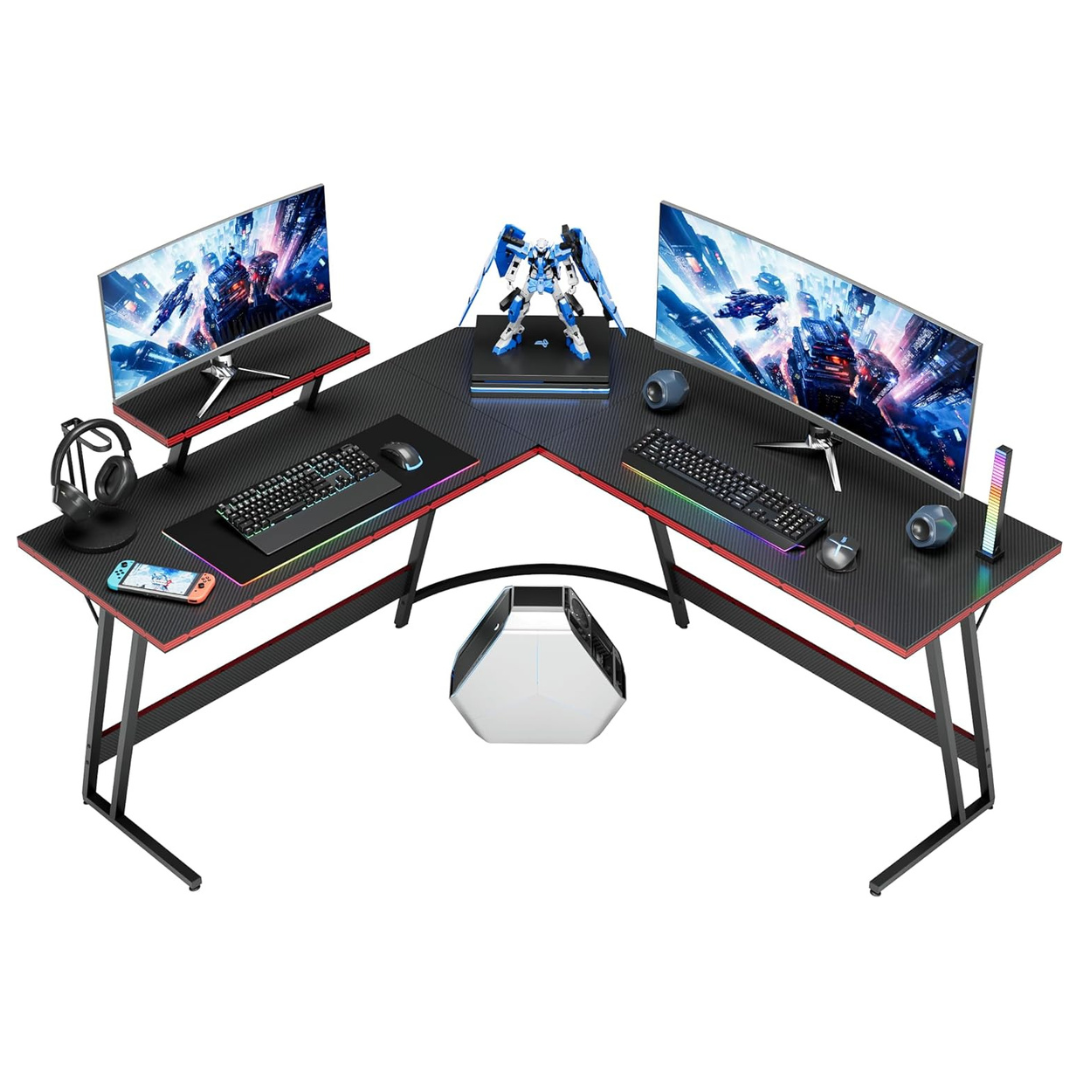 Homall L Shaped Gaming Desk With Large Monitor Riser Stand (51")
