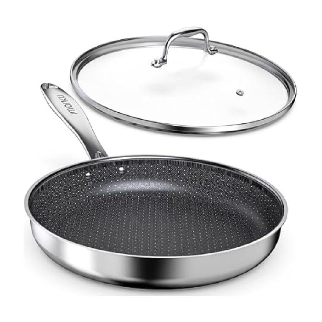 12" Hybrid Skillet Stainless Steel Pan With Lid