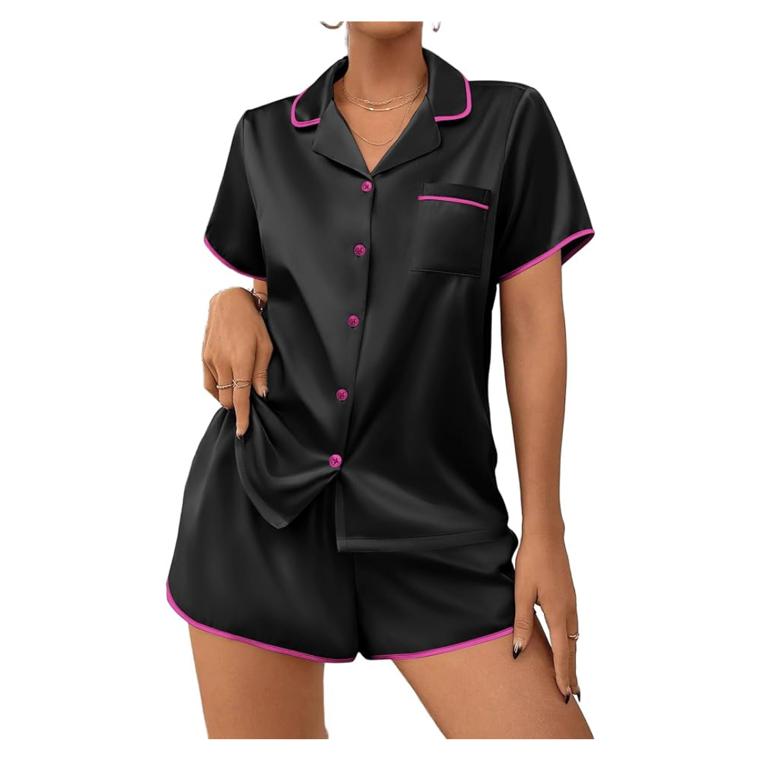 Ekouaer Women's Silky Buttton Down Top And Shorts Pajamas Set (Various)