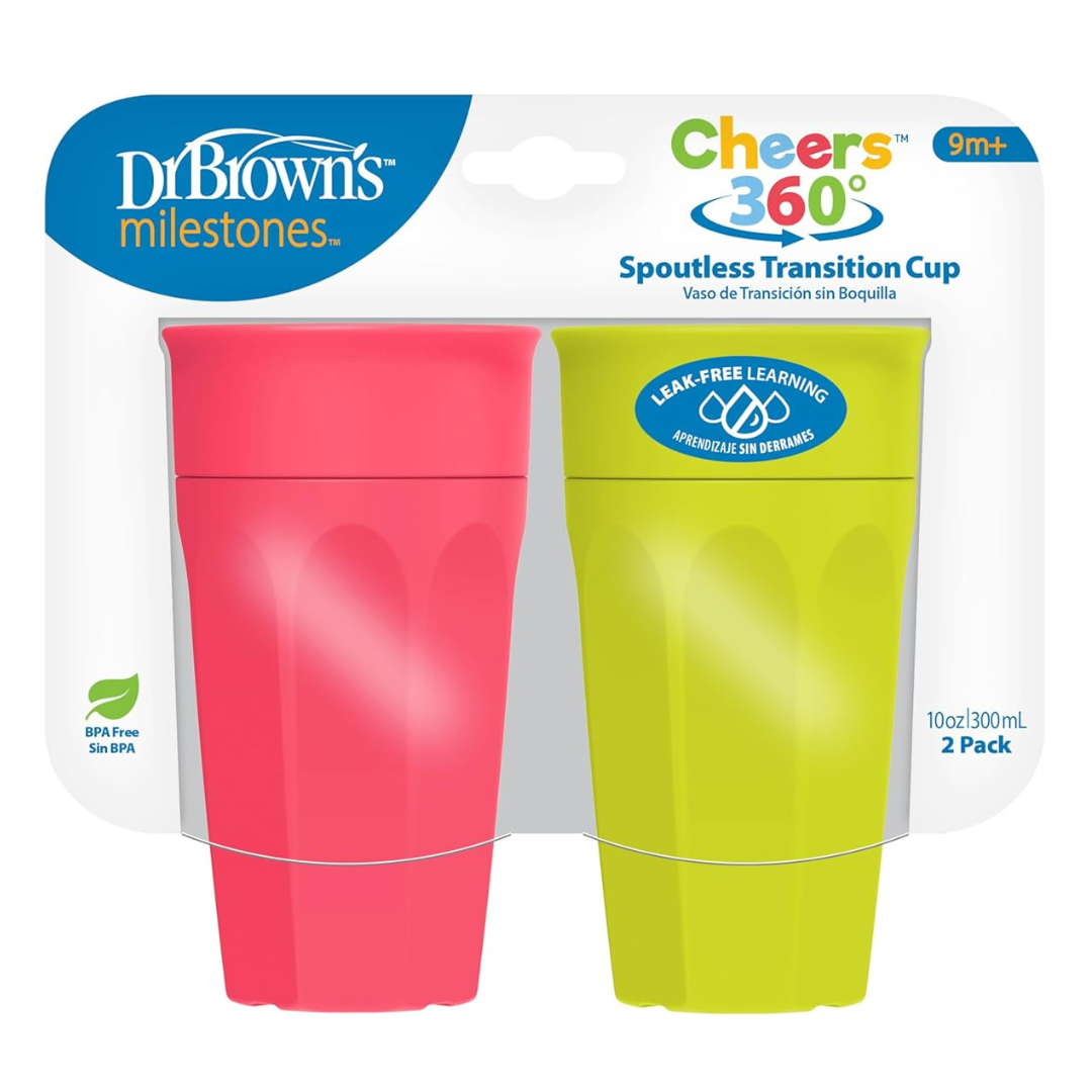 2-Pack 10-Oz Dr. Brown's Milestones Cheers 360 Spoutless Transition Cup