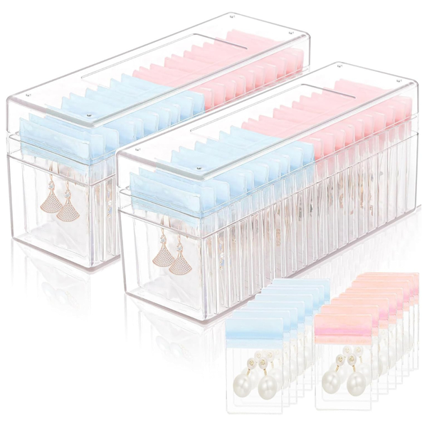 2-Pack ProttyLife Acrylic Clear Jewelry Box Organizer