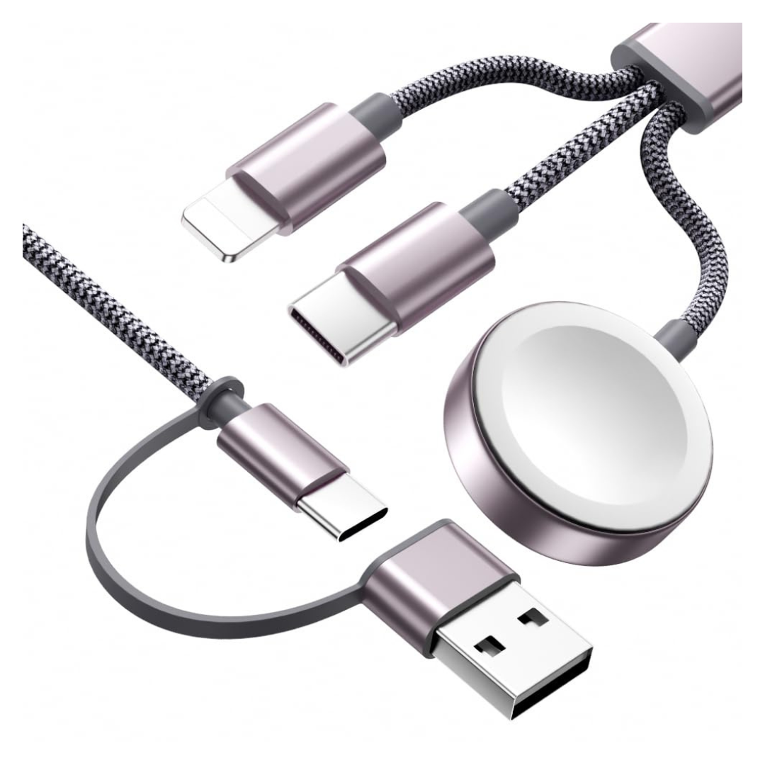 3-In-2 Fast Charging Cable For Apple Watch iPhone Samsung