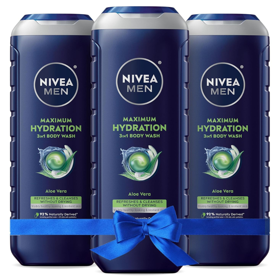 3-Pack 16.9-Oz Nivea Men's Maximum Hydration 3-In-1 Body Wash W/ Aloe Vera