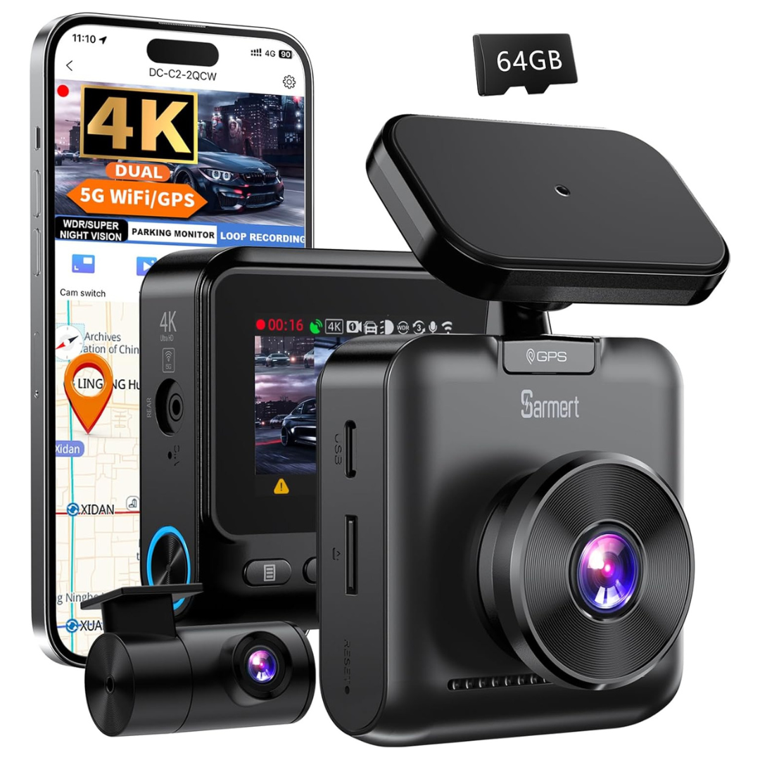 4K Dual Dash Cam Front & Rear With GPS WiFi