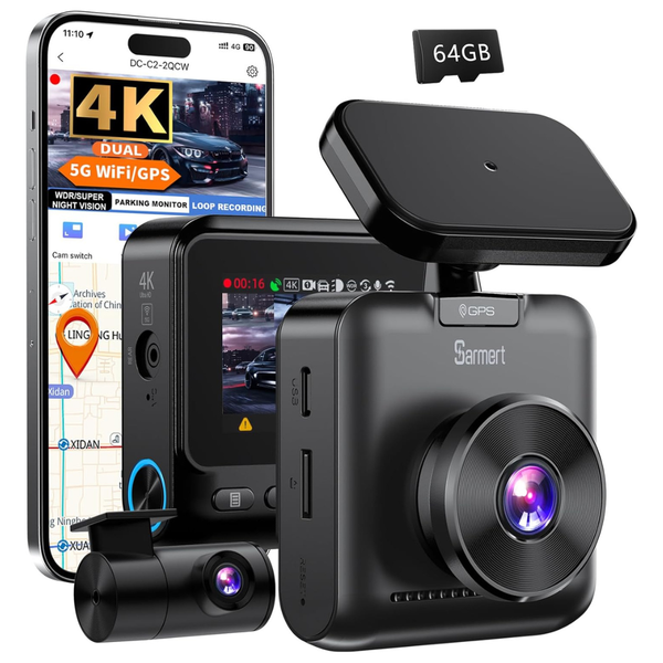 4K Dual Dash Cam Front & Rear With GPS WiFi