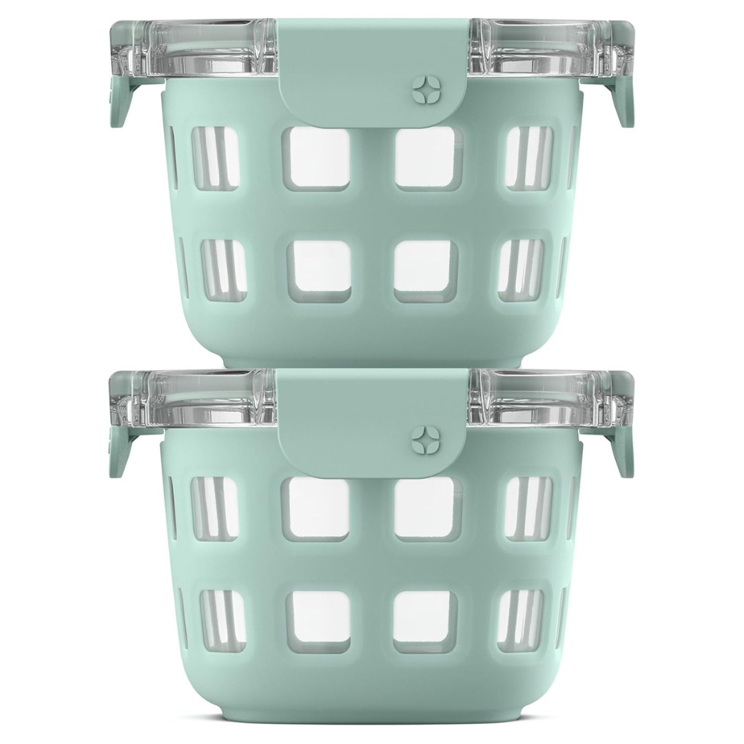 2-Pack Ello Duraglass 2 Cup Reusable Glass Container Jar W/ Lids
