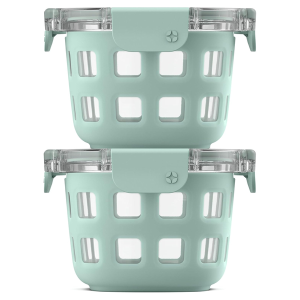 2-Pack Ello Duraglass 2 Cup Reusable Glass Container Jar W/ Lids