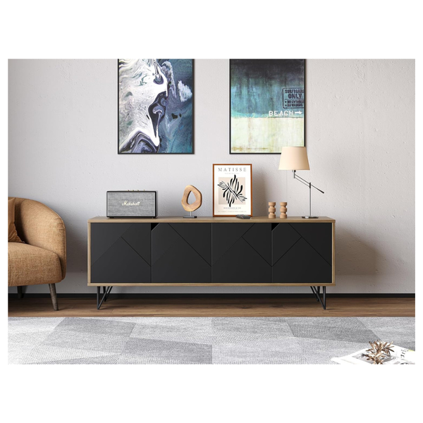 Crafts & comfort Mid Century Modern TV Stand W/ Storage Cabinets