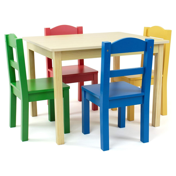 Humble Crew Collection Kids Wood Table & 4 Chair Set
