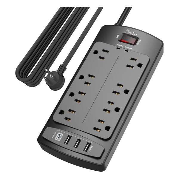 Nuetsa Surge Protector Power Strip with 8 Outlets & 4 USB Flat Plug