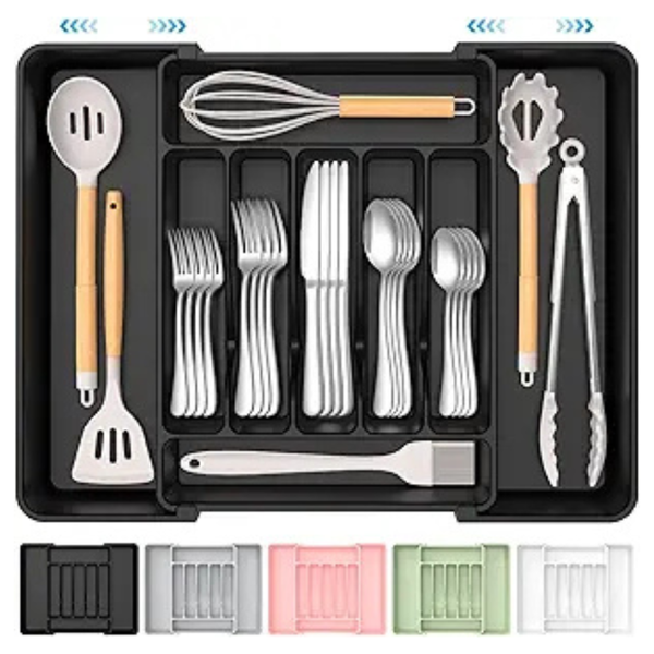 Extra LargeExpandable Kitchen Drawer Organizer (Black)