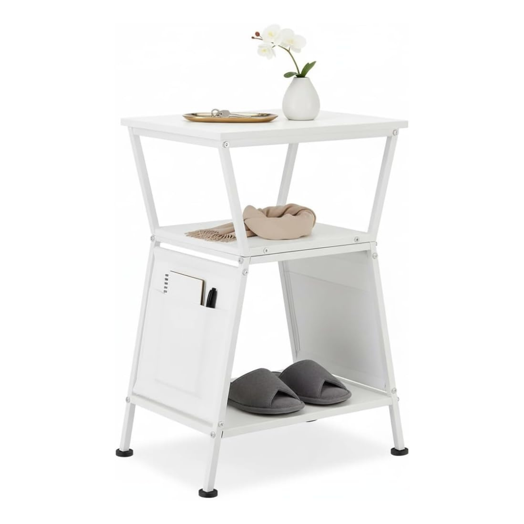 3-Tier Trapezoidal End Table with Storage Bag