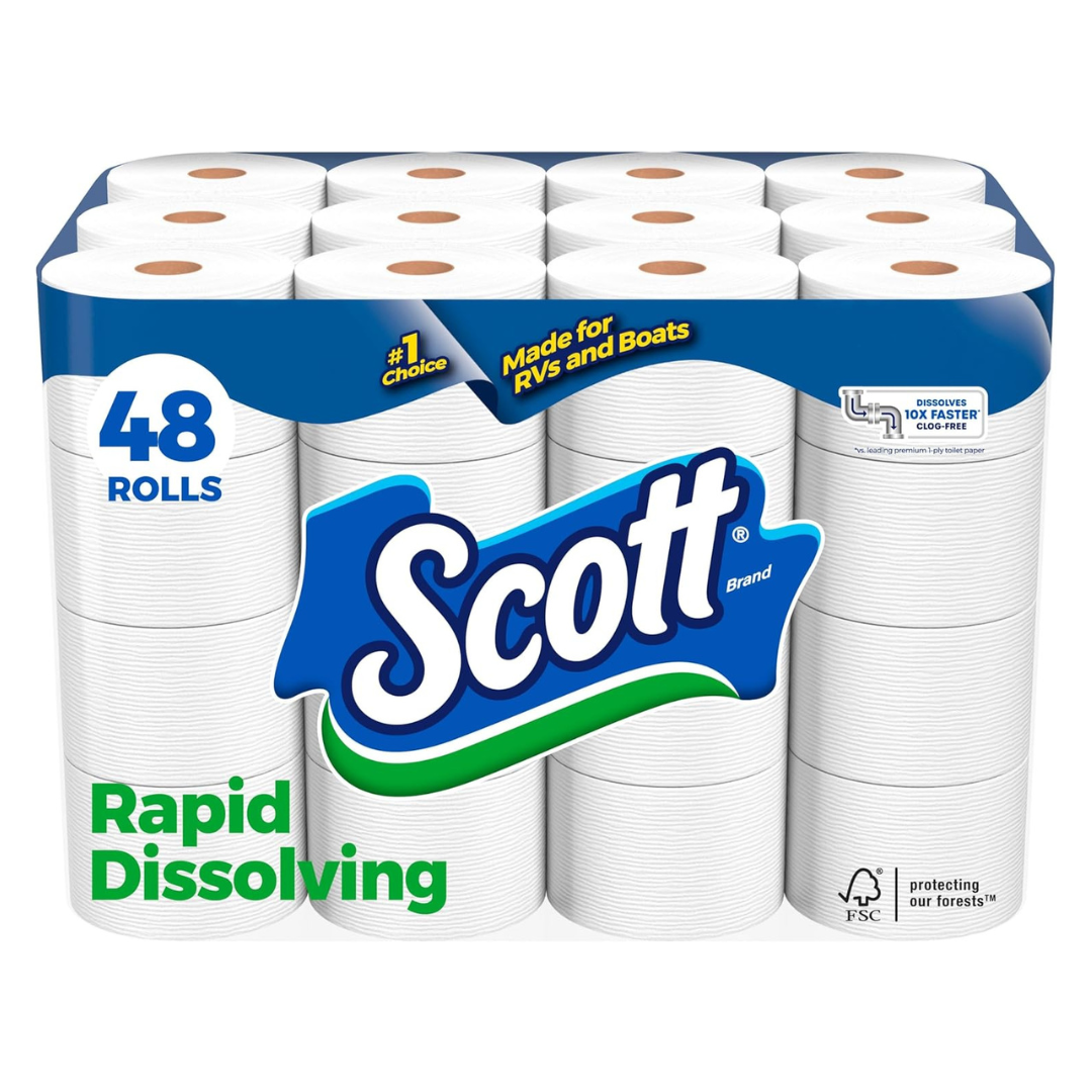 48 Double Rolls of Scott Rapid-Dissolving Toilet Paper (231 sheets/roll)