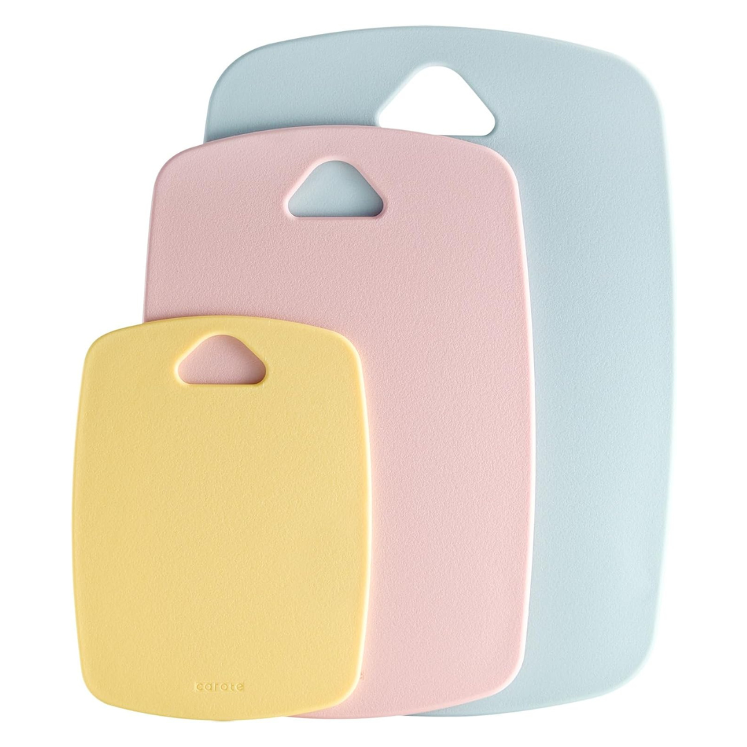 3-Piece Carote Plastic Cutting Board Set W/ Easy-Grip Handles