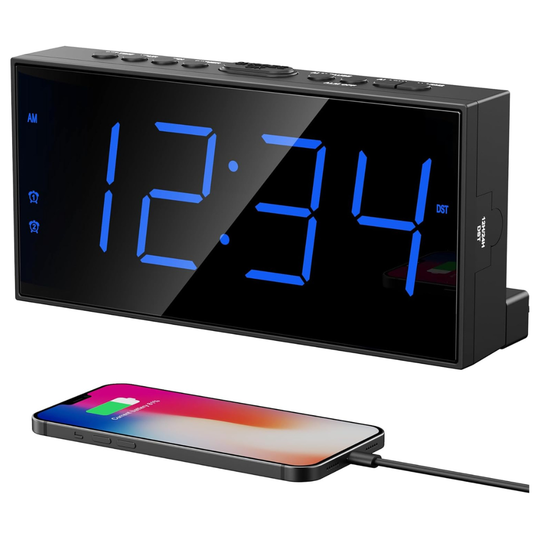 Digital Dual Alarm Clock With USB Charger