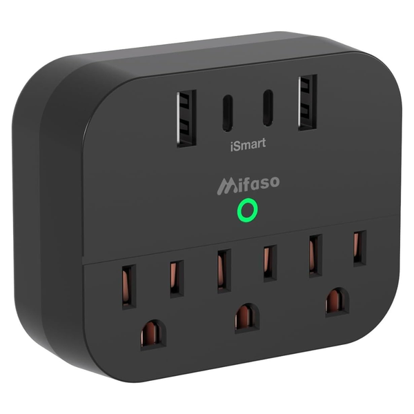 Multi Plug Power Strip 15.5W Wall Outlet With Foldable Plug