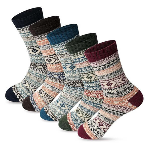 5-Pairs Women's Cozy Thick Wool Crew Socks
