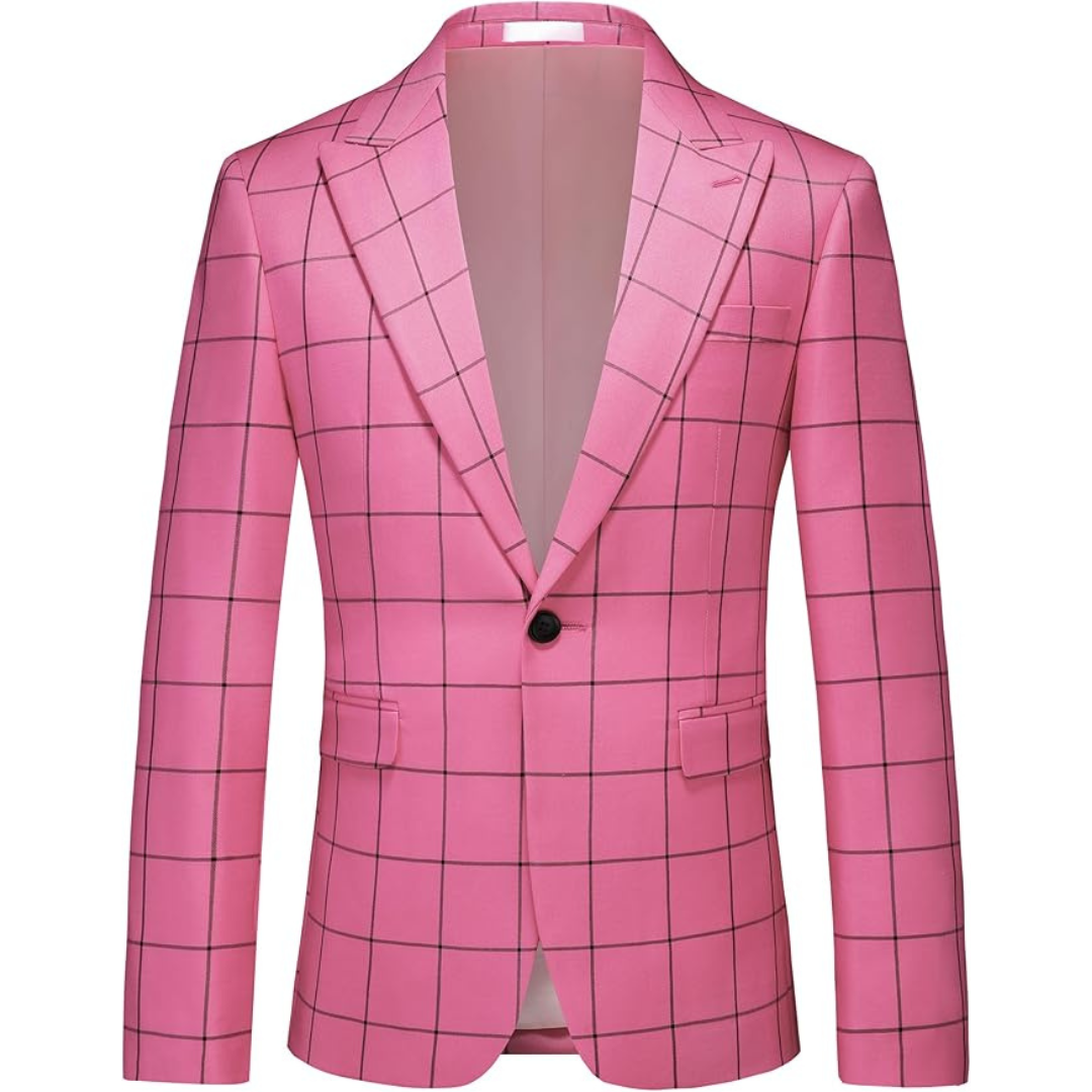 Men's Casual Lightweight Checkered Plaid Sport Coat