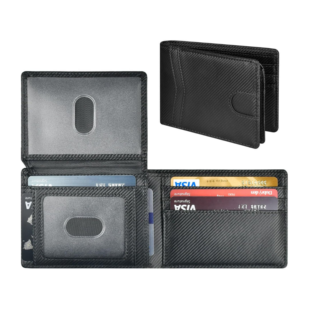 RFID Personalized Leather Slim Wallet with 2 ID Windows