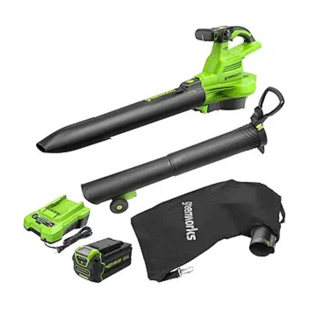 Greenworks 40V Cordless Brushless Leaf Blower w/Bag, Battery & Charger