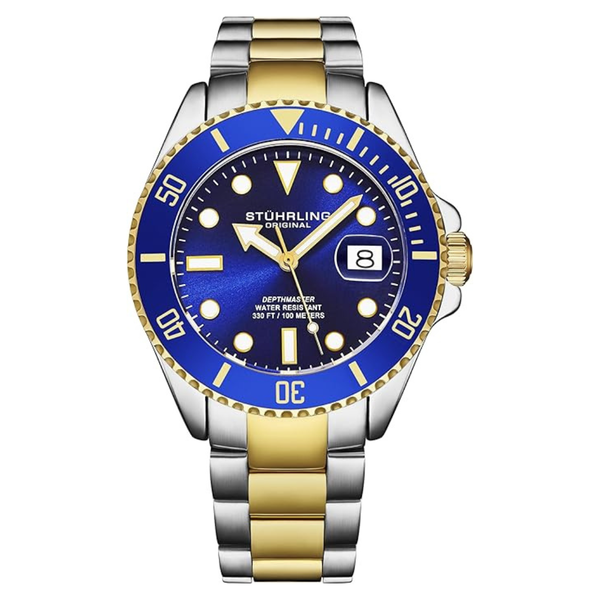 Stuhrling Original Men's 100M Dive Swiss Movement Blue Dial Watch
