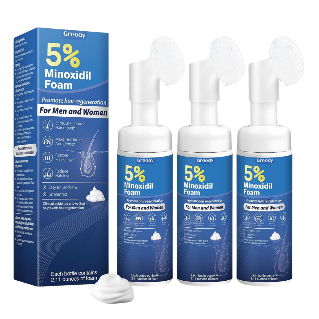 3-Pack Unisex 5% Minoxidil Foam For Hair Loss