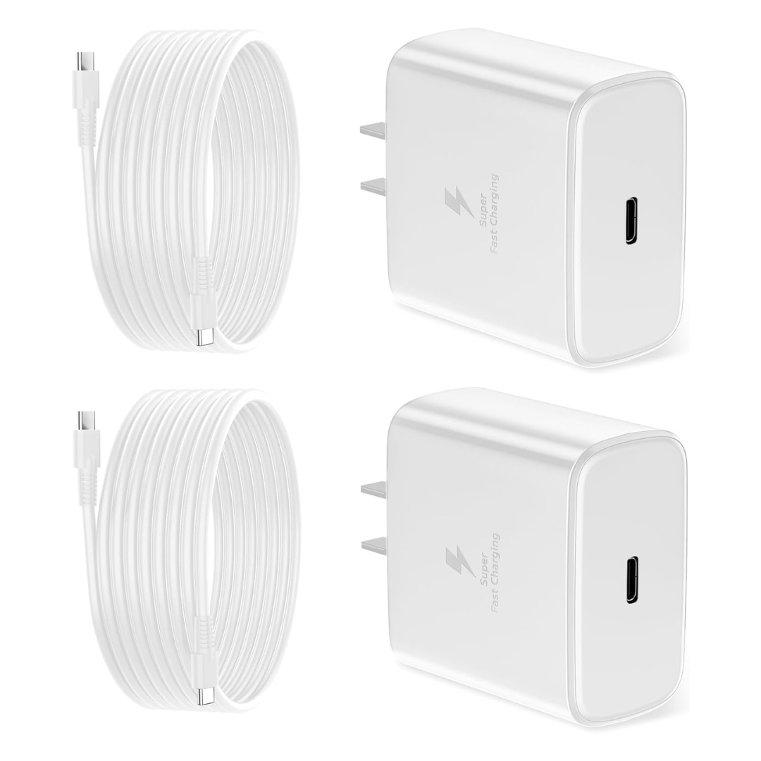 2-Pack 45W PD 3.0 GaN USB-C Charger Block W/ 6.5ft USB-C Cable