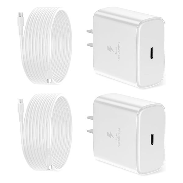 2-Pack 45W PD 3.0 GaN USB-C Charger Block W/ 6.5ft USB-C Cable