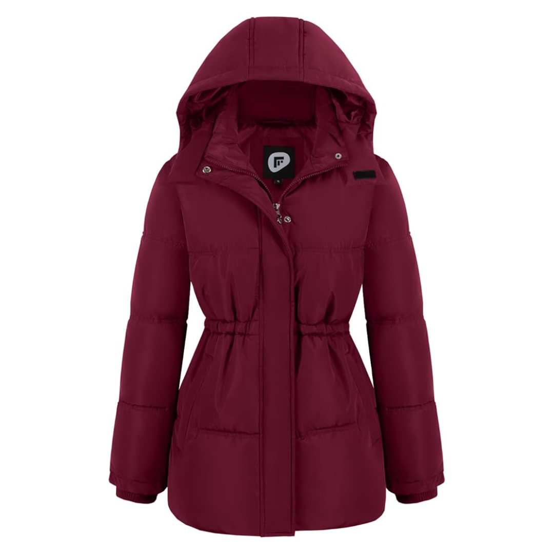 Women's Winter Quilted Puffer Jacket With Removable Hood