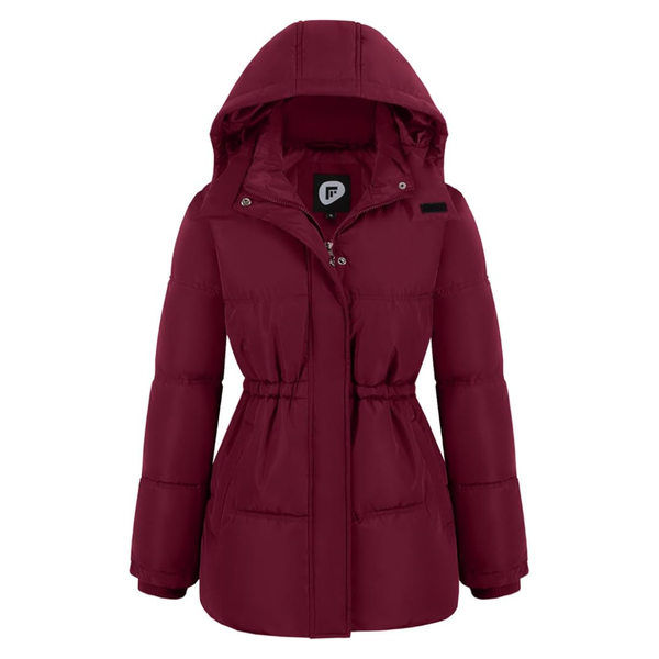Women's Winter Quilted Puffer Jacket With Removable Hood