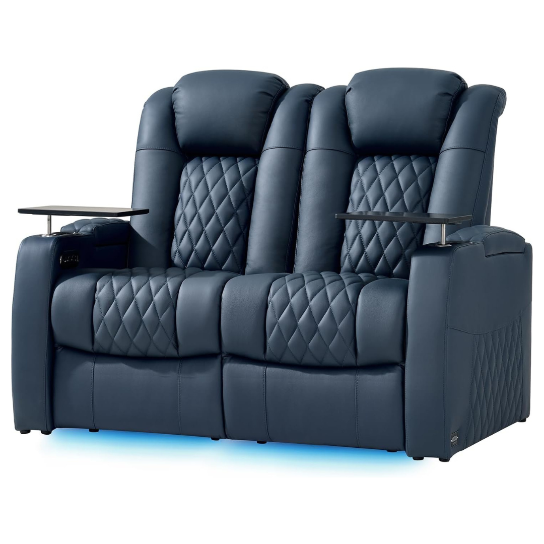 Home Theater Seating Leather Loveseat Recliner Chair