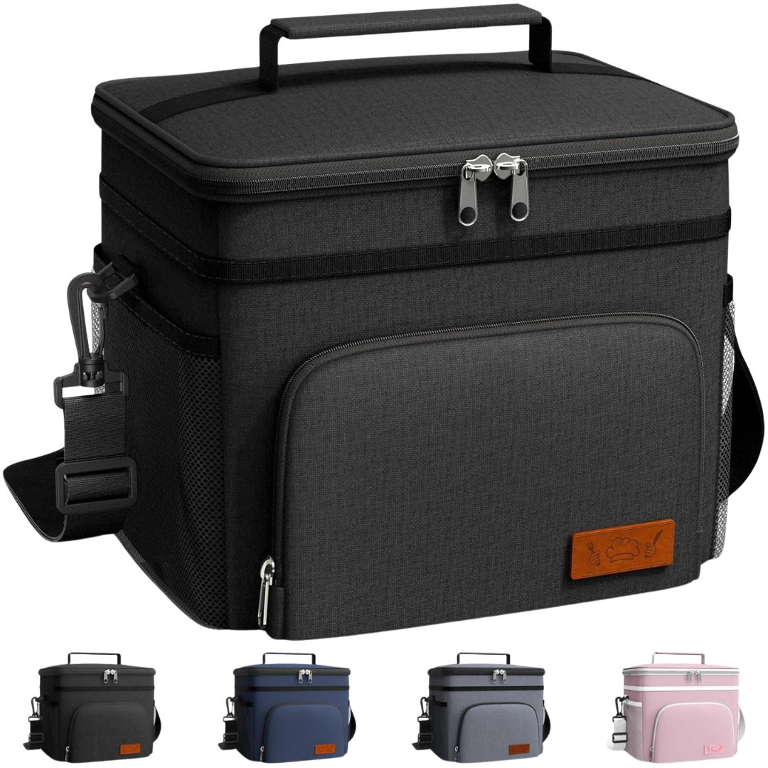 HOTOR 9L Insulated Leak-Proof Lunch Box Cooler Bag with 4 Pockets